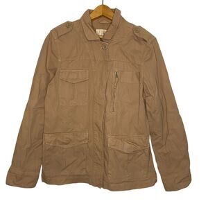 J Crew Womens Classic Twill Chino Blazer Jacket Beige Buttons Moto Preppy Size 8